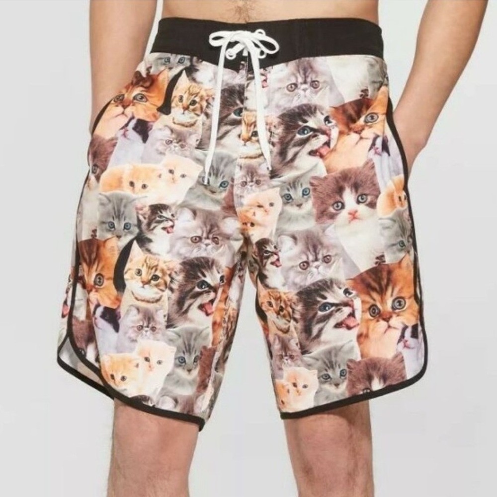 Bioworld Cats Everywhere Swim Trunks‎ Size Large